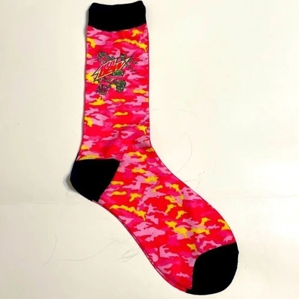 Mountain Dew Unisex Pink Camo socks New OS
